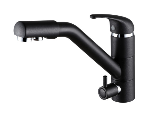 Paulmark Смеситель для кухни HESSEN, на две воды,черный металлик, He213017-418