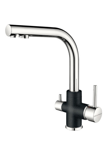 Paulmark Смеситель для кухни ESSEN, черный металлик-хром, 213011-BLMCR