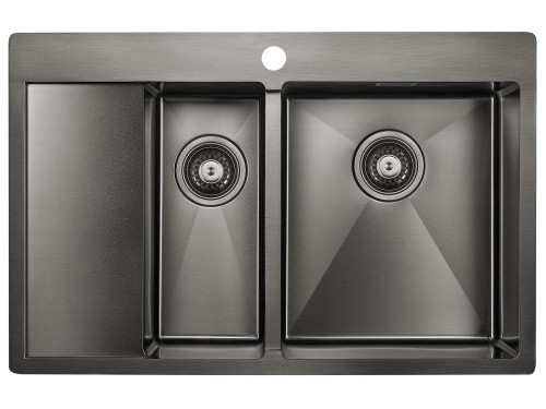 Paulmark Мойка нерж. сталь AISI304 UNION, PM537851-GMR, вороненая сталь, правая, 780х510мм