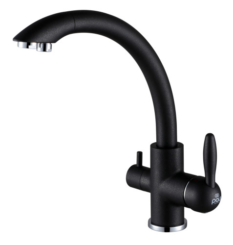 Paulmark Смеситель для кухни Essen, черный металлик, две воды, Es213001-418