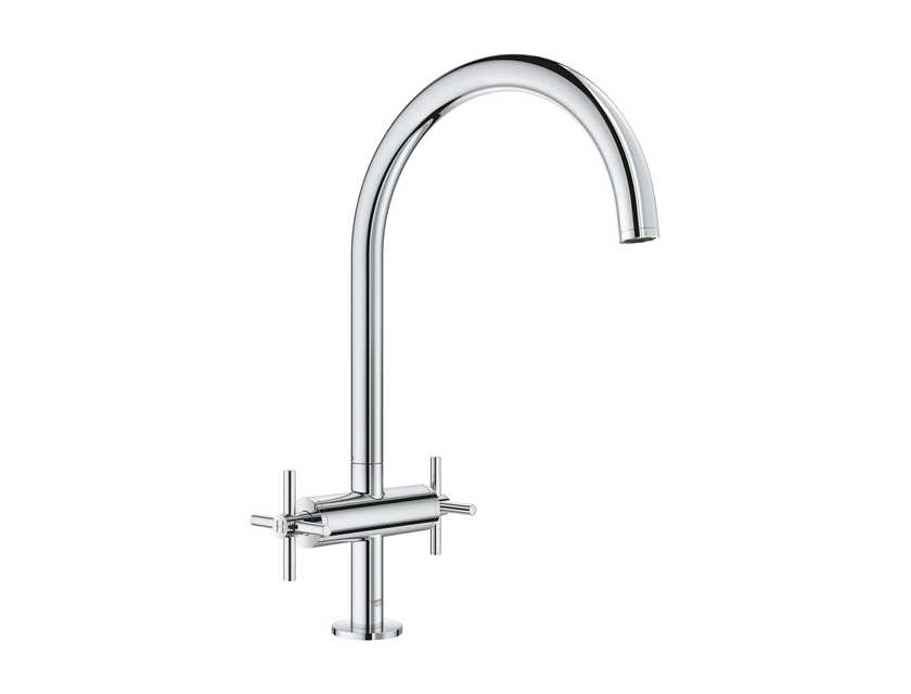 Grohe atrio new. Grohe Atrio Ypsilon. Смеситель Grohe суперсталь. 23106001 Grohe. Смеситель Grohe для раковины двухвентильный.