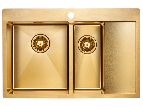 Paulmark Мойка нерж. сталь AISI304 UNION, PM537851-BGL, брашированное золото, левая, 780х510мм