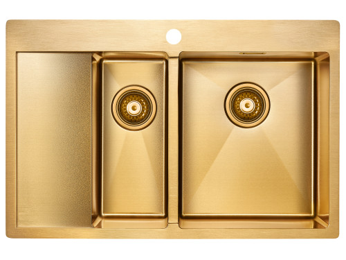 Paulmark Мойка нерж. сталь AISI304 UNION, PM537851-BGR, брашированное золото, правая, 780х510мм Paulmark Мойка нерж. сталь AISI304 UNION, PM537851-BGR, брашированное золото, правая, 780х510мм