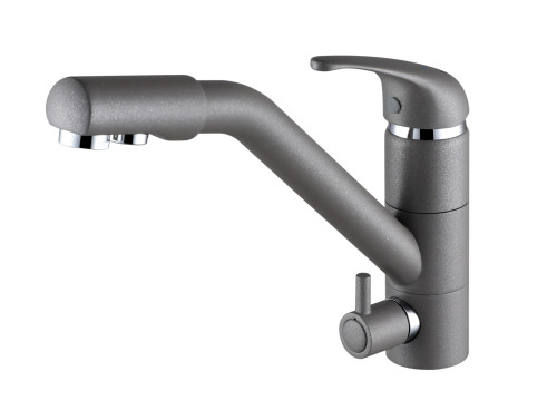 Paulmark Смеситель для кухни HESSEN, на две воды,серый металлик, He213017-402