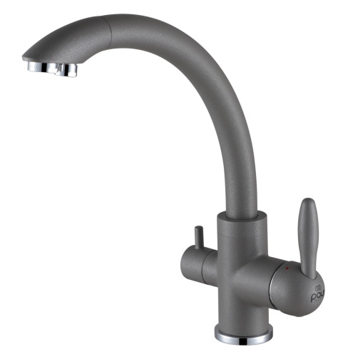 Paulmark Смеситель для кухни ESSEN, серый металлик, две воды, Es213001-402