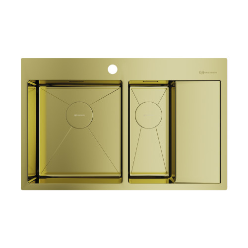 Omoikiri Akisame 78-2-LG-L нерж.сталь/светлое золото