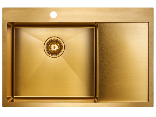 Paulmark Мойка нерж. сталь AISI304 ELDE, PM807851-BGL, брашированное золото, левая, 780х510мм