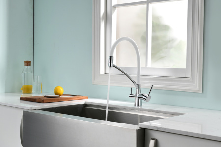 Paulmark Смеситель для кухни SIEGEN, хром/белый, 213111-CrW