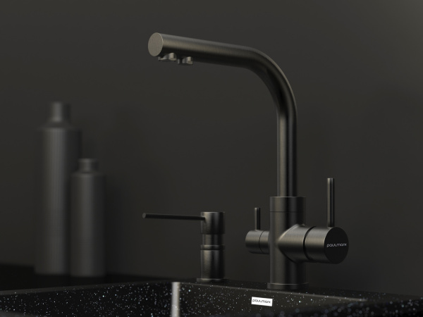 Paulmark Смеситель для кухни ESSEN, PVD, вороненая сталь, 213011-GM
