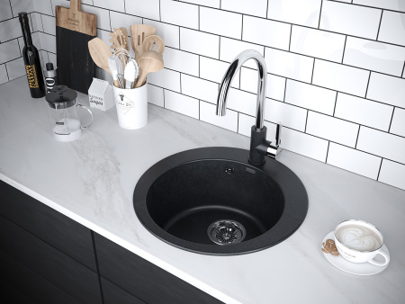 Paulmark Мойка кварцевая GELEGEN, PM404800-BLM, черный металлик, D475 мм