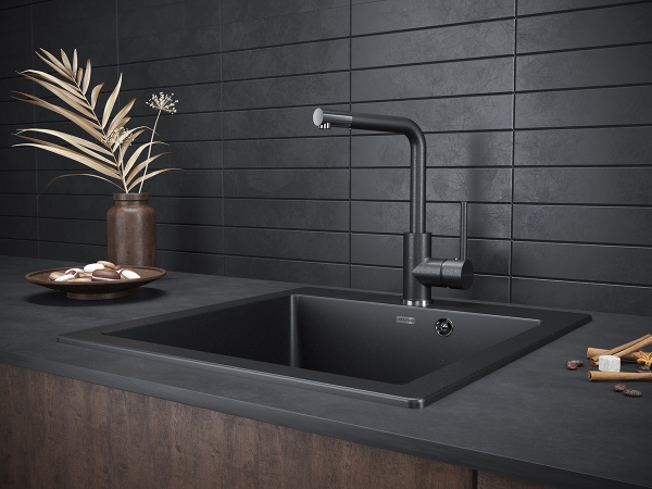 Paulmark Смеситель для кухни HONNER, Ho212018-418. Чёрный металлик