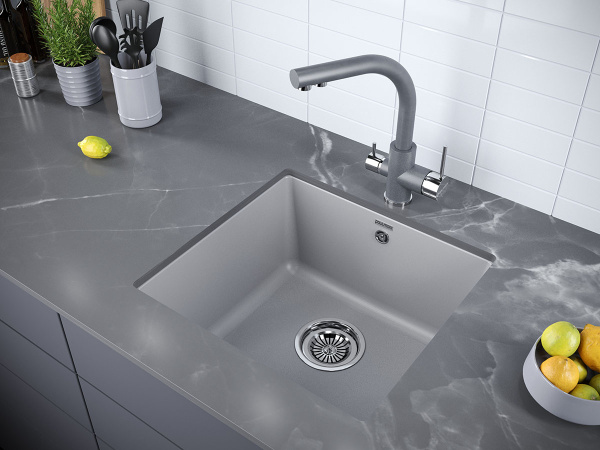 Paulmark Смеситель для кухни ESSEN, серый металлик, 213011-402