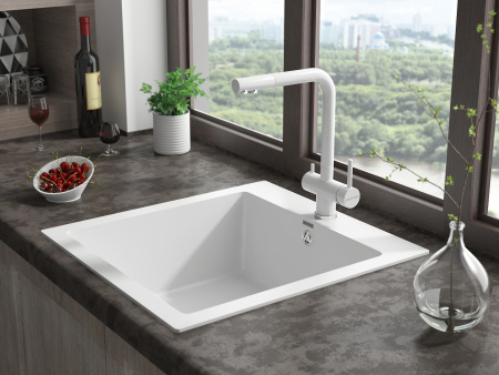 Paulmark Смеситель для кухни SKALEN, белый матовый, 213020-431