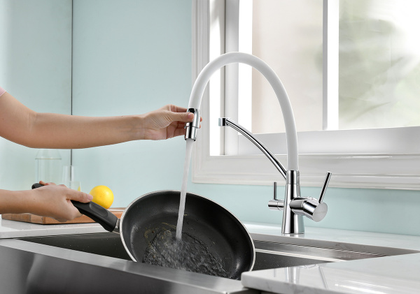 Paulmark Смеситель для кухни SIEGEN, хром/белый, 213111-CrW