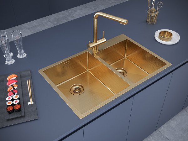 Paulmark Мойка нерж. сталь AISI304 BERMAN, PM517851-BG, брашированное золото, 780х510мм