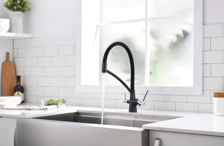 Paulmark Смеситель для кухни SIEGEN, черный металлик, 213111-418