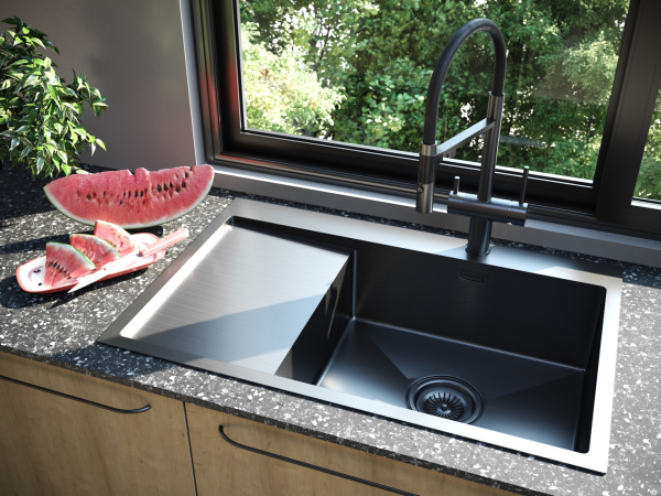 Paulmark Мойка нерж. Сталь AISI304 ELDE, PM807851-GMR, вороненая сталь, правая, 780х510мм Paulmark Мойка нерж. Сталь AISI304 ELDE, PM807851-GMR, вороненая сталь, правая, 780х510мм