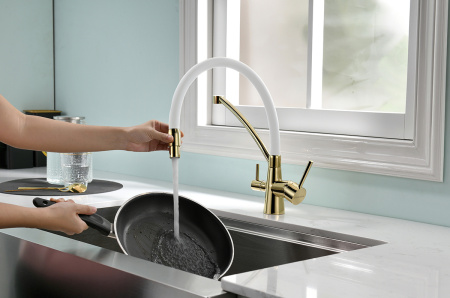 Paulmark Смеситель для кухни SIGEN, золото/белый, 213111-GW