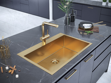 Paulmark Смеситель для кухни Dosse, брашированное золото, Do214418-BG