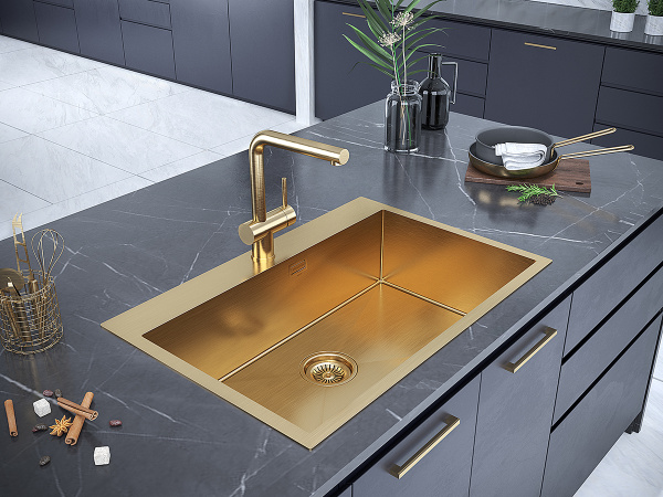 Paulmark Смеситель для кухни Dosse, брашированное золото, Do214418-BG