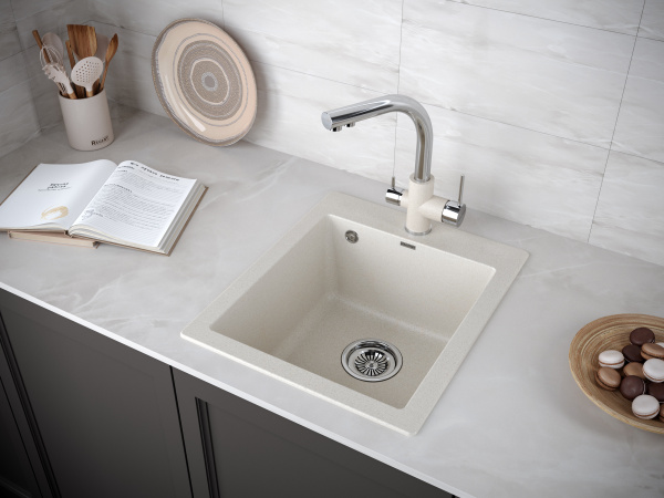 Paulmark Мойка кварцевая LEER, PM104249-BE, бежевый, 415х490 мм