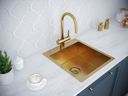 Paulmark Смеситель для кухни Heller, брашированное золото, He213218-BG