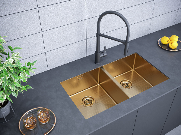 Paulmark Мойка нерж. сталь AISI304 DOPPLET, PM507844-BG, брашированное золото, 780х440мм Paulmark Мойка нерж. сталь AISI304 DOPPLET, PM507844-BG, брашированное золото, 780х440мм