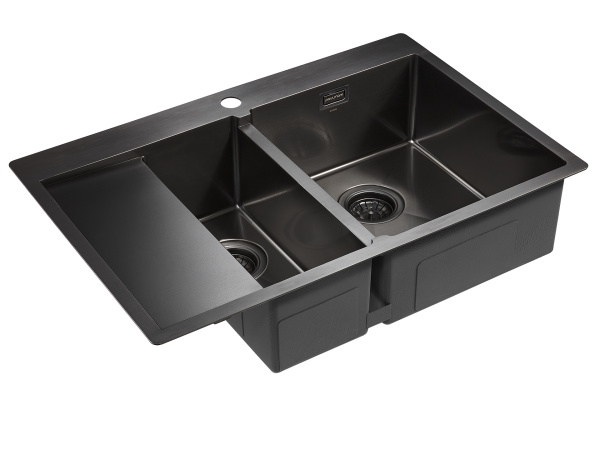 Paulmark Мойка нерж. сталь AISI304 UNION, PM537851-GMR, вороненая сталь, правая, 780х510мм