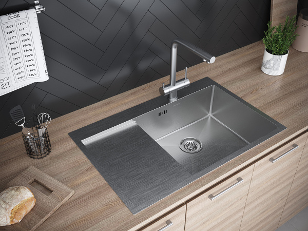 Paulmark Мойка нерж. сталь  ATLAN R, PM217851-BSR, брашированная нерж. сталь, правая, 780х510мм