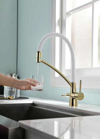 Paulmark Смеситель для кухни SIGEN, золото/белый, 213111-GW