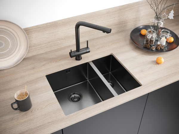 Paulmark Мойка нерж. сталь ZUSAT, PM225944-GMR, вороненая сталь, правая, PVD, 590х440мм Paulmark Мойка нерж. сталь ZUSAT, PM225944-GMR, вороненая сталь, правая, PVD, 590х440мм