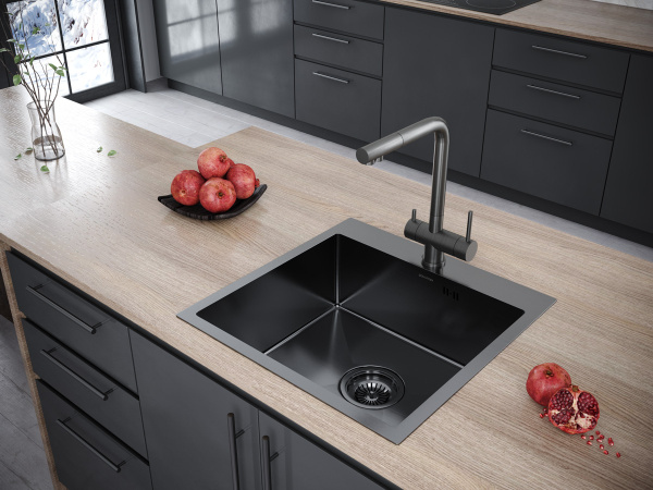 Paulmark Мойка нерж. сталь BRIM, PM215951-GM, вороненая сталь, 590х510мм