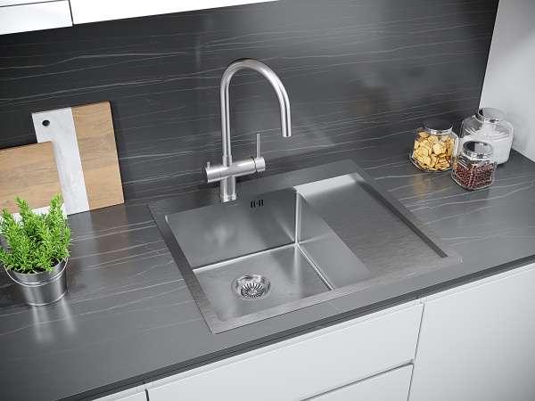 Paulmark Мойка нерж. сталь FLANK, PM225951-BSL, брашированная нерж. сталь, левая, 590х510мм