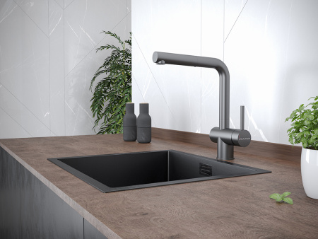 Paulmark Смеситель для кухни Dosse, вороненая сталь, Do214418-GM