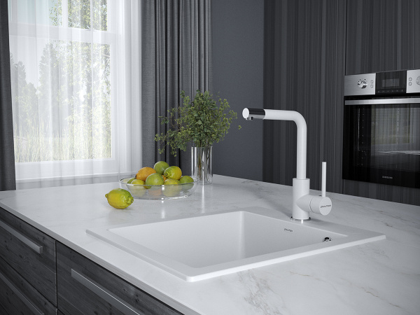 Paulmark Смеситель для кухни HONNER, Ho212018-431TW, Белый матовый