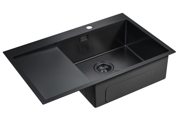 Paulmark Мойка нерж. Сталь AISI304 ELDE, PM807851-GMR, вороненая сталь, правая, 780х510мм Paulmark Мойка нерж. Сталь AISI304 ELDE, PM807851-GMR, вороненая сталь, правая, 780х510мм