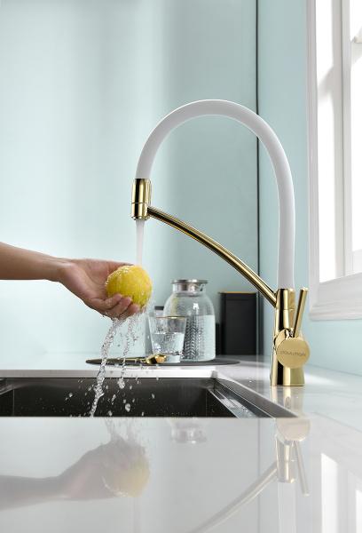 Paulmark Смеситель для кухни SIGEN, золото/белый, 213111-GW