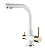 Paulmark Смеситель для кухни ESSEN, белый матовый-бронза, 213011-431BR