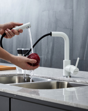 Paulmark Смеситель для кухни Kassel, белый матовый полностью, Ka214311-431TW