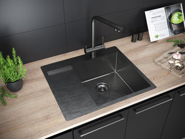 Paulmark Мойка нерж. сталь AISI304 ALSTER, PM825951-GMR, вороненая сталь, правая, 590х510мм Paulmark Мойка нерж. сталь AISI304 ALSTER, PM825951-GMR, вороненая сталь, правая, 590х510мм