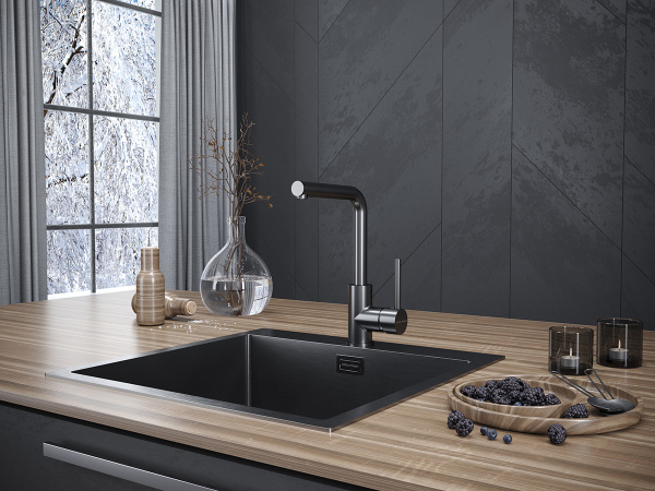 Paulmark Смеситель для кухни HONNER, Ho212018-GM, Вороненая сталь