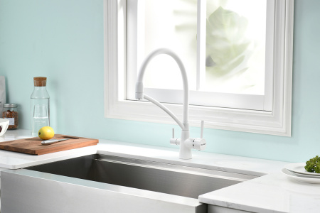 Paulmark Смеситель для кухни SIEGEN, белый полностью, 213111-431TW