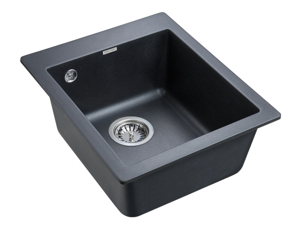 Paulmark Мойка кварцевая LEER, PM104249-BLM, черный металлик, 415х490 мм