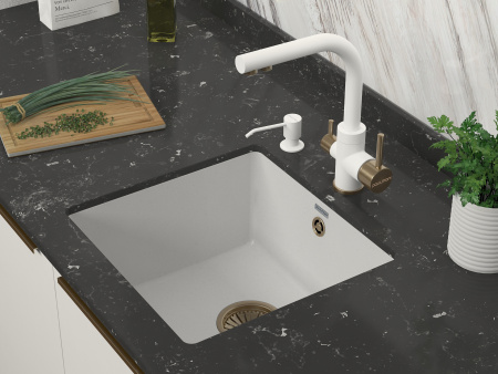 Paulmark Смеситель для кухни ESSEN, белый матовый-бронза, 213011-431BR