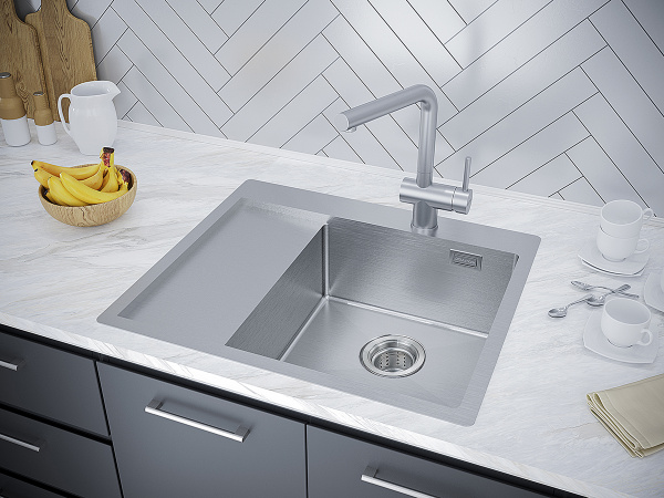 Paulmark Мойка нерж. сталь AISI304 ALSTER, PM825951-BSR, брашированная нерж. сталь, правая, 590х510мм