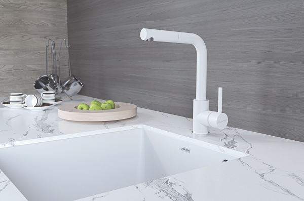 Paulmark Смеситель для кухни Kassel, белый матовый полностью, Ka214311-431TW