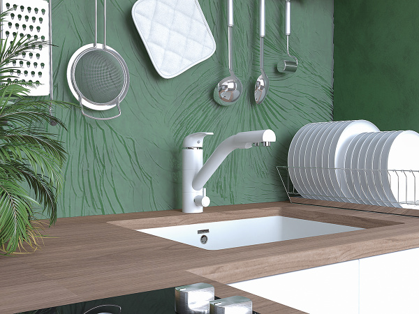 Paulmark Смеситель для кухни HESSEN, белый матовый, He213017-431